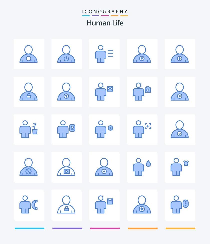 Creative Human 25 Blue Icon Pack wie Next. Herz. Analytik. Freund. menschlich vektor
