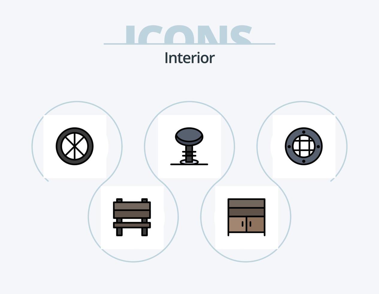 Innenlinie gefüllt Icon Pack 5 Icon Design. Kosmetika. Licht. heim. Lampe. Design vektor