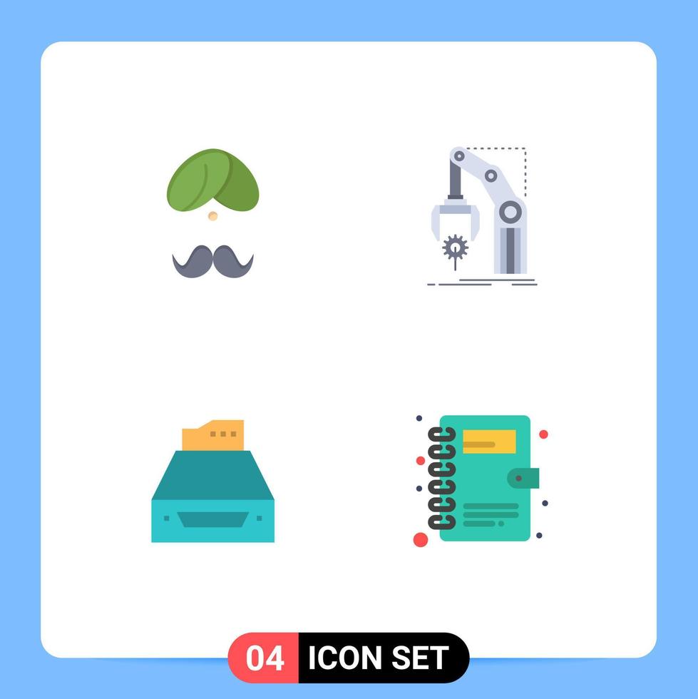 användare gränssnitt packa av 4 grundläggande platt ikoner av hindu hand man turba paket redigerbar vektor design element