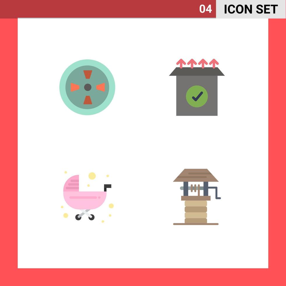4 flaches Icon-Pack der Benutzeroberfläche mit modernen Zeichen und Symbolen von bearbeitbaren Vektordesign-Elementen für Kinderwagen-Produkt-Babylandwirtschaft vektor