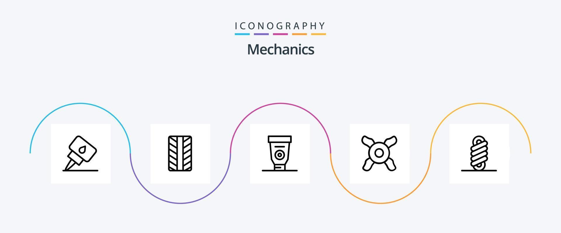 Mechanik Linie 5 Icon Pack inklusive . Mechaniker. Frühling vektor