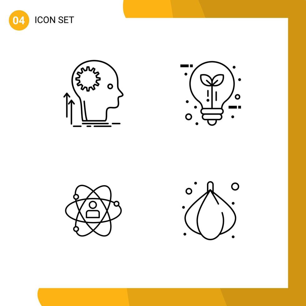 uppsättning av 4 modern ui ikoner symboler tecken för sinne ljus aning eco tillväxt redigerbar vektor design element