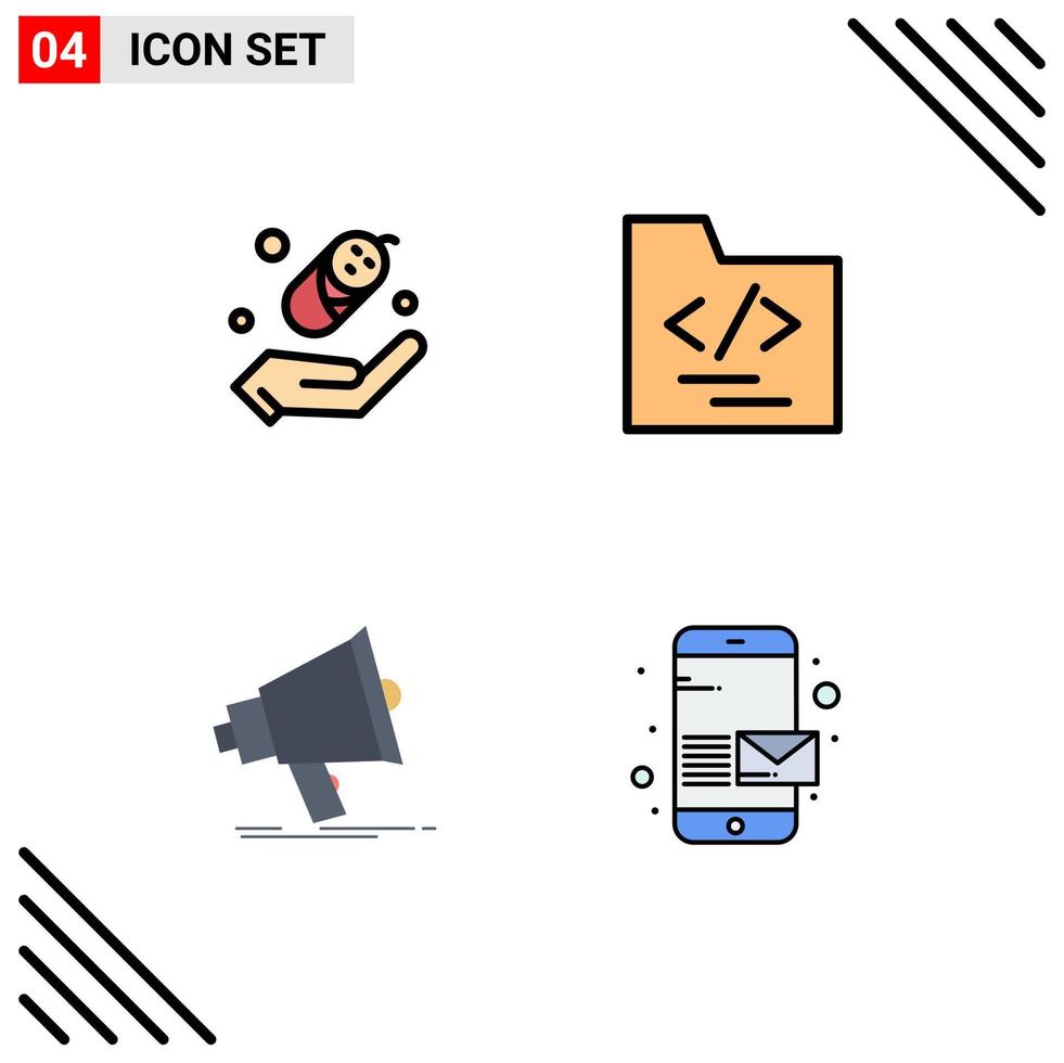 satz von 4 modernen ui-symbolen symbole zeichen für kind medienordner megaphon email editierbare vektordesignelemente vektor