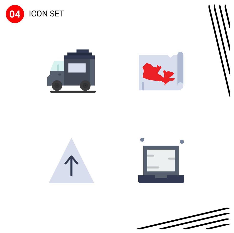 4 platt ikon begrepp för webbplatser mobil och appar buss pyramid transport kanada enhet redigerbar vektor design element