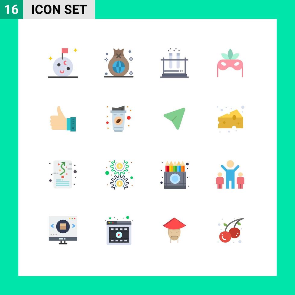 Stock Vector Icon Pack mit 16 Linienzeichen und Symbolen für Gesten wie Labor-Maskerade-Kostüme editierbare Packung kreativer Vektor-Design-Elemente