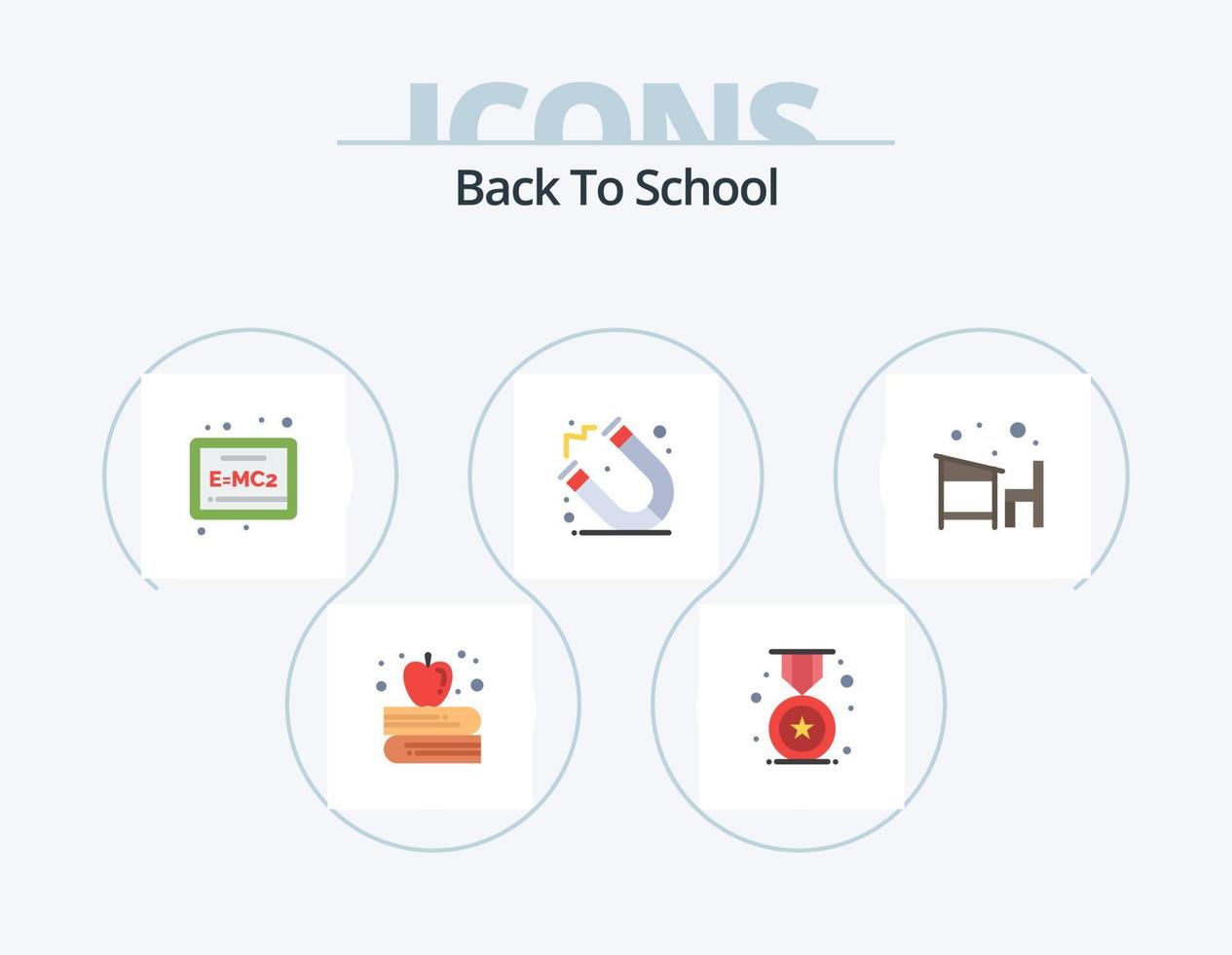 zurück zu Schule flaches Icon Pack 5 Icon Design. Schule. Ausbildung. Ausbildung. Schreibtisch. Schule vektor