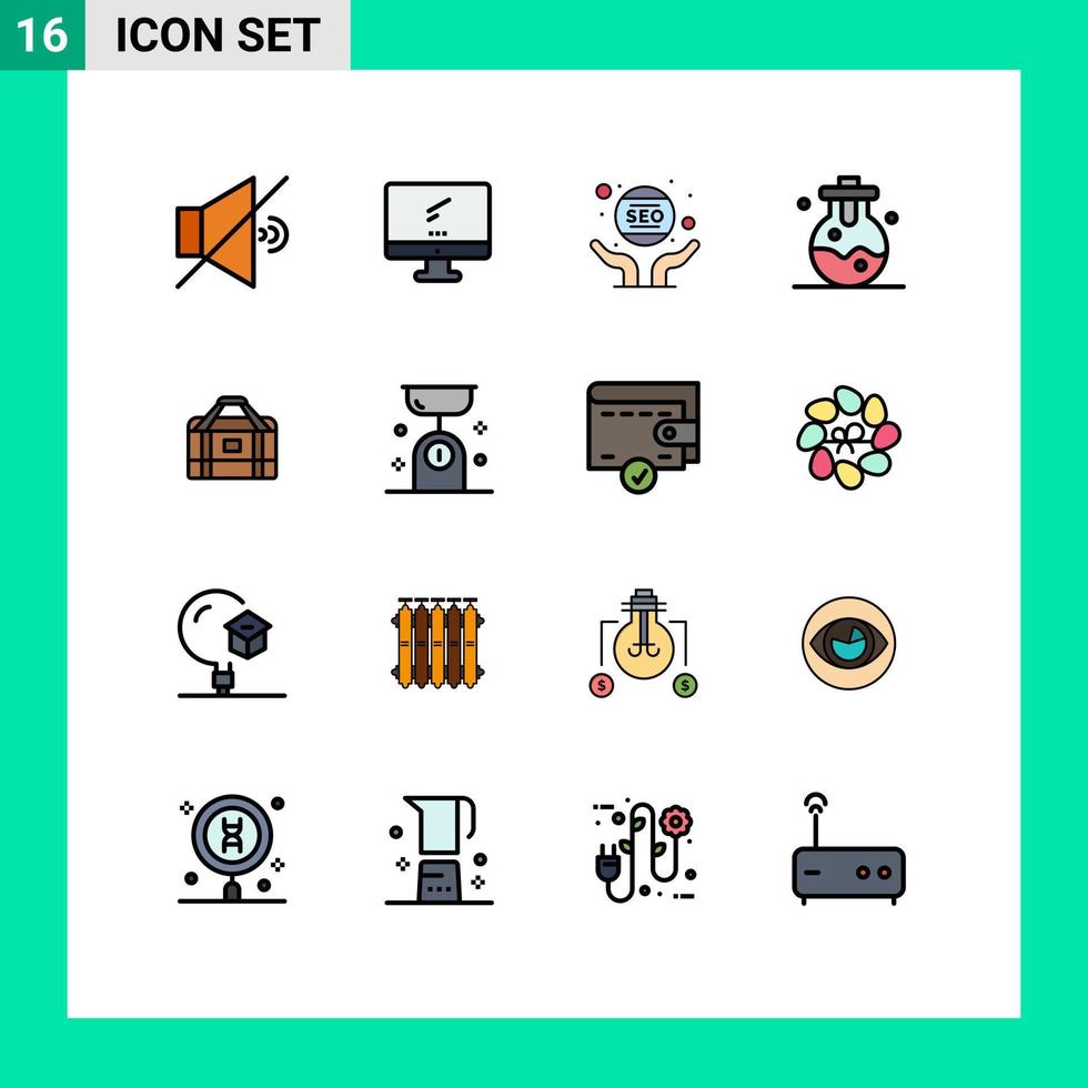 Stock Vector Icon Pack mit 16 Zeilenzeichen und Symbolen für Geräte Labor Business Lab Webmaster editierbare kreative Vektordesign-Elemente