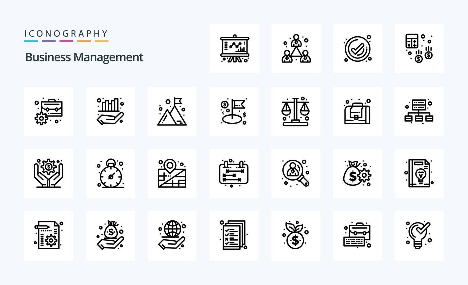 25 Business-Management-Line-Icon-Pack vektor