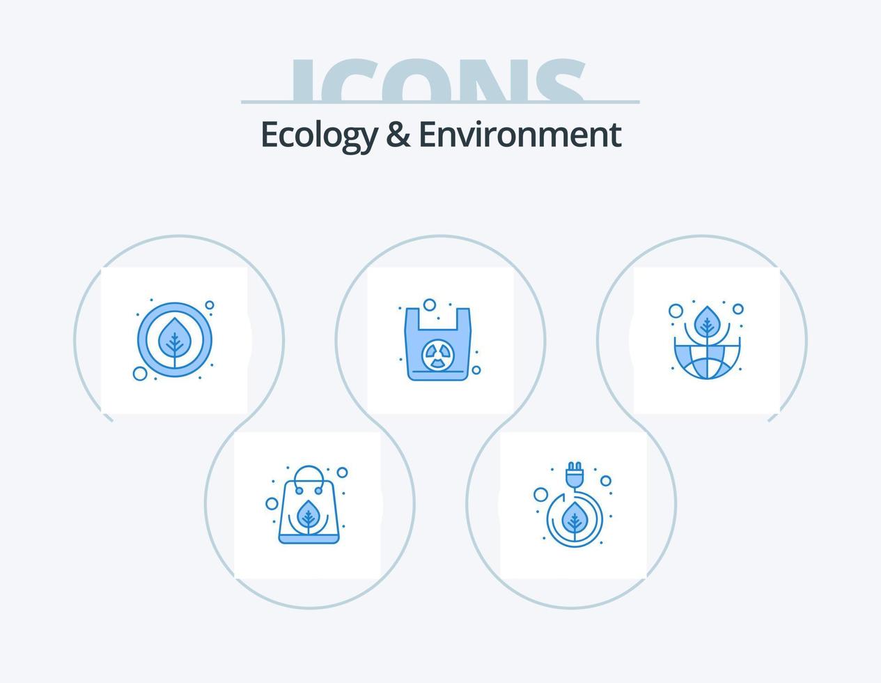 Ökologie und Umwelt blau Icon Pack 5 Icon Design. Grün. nuklear. Umfeld. wiederverwertbare Tasche. organisch vektor