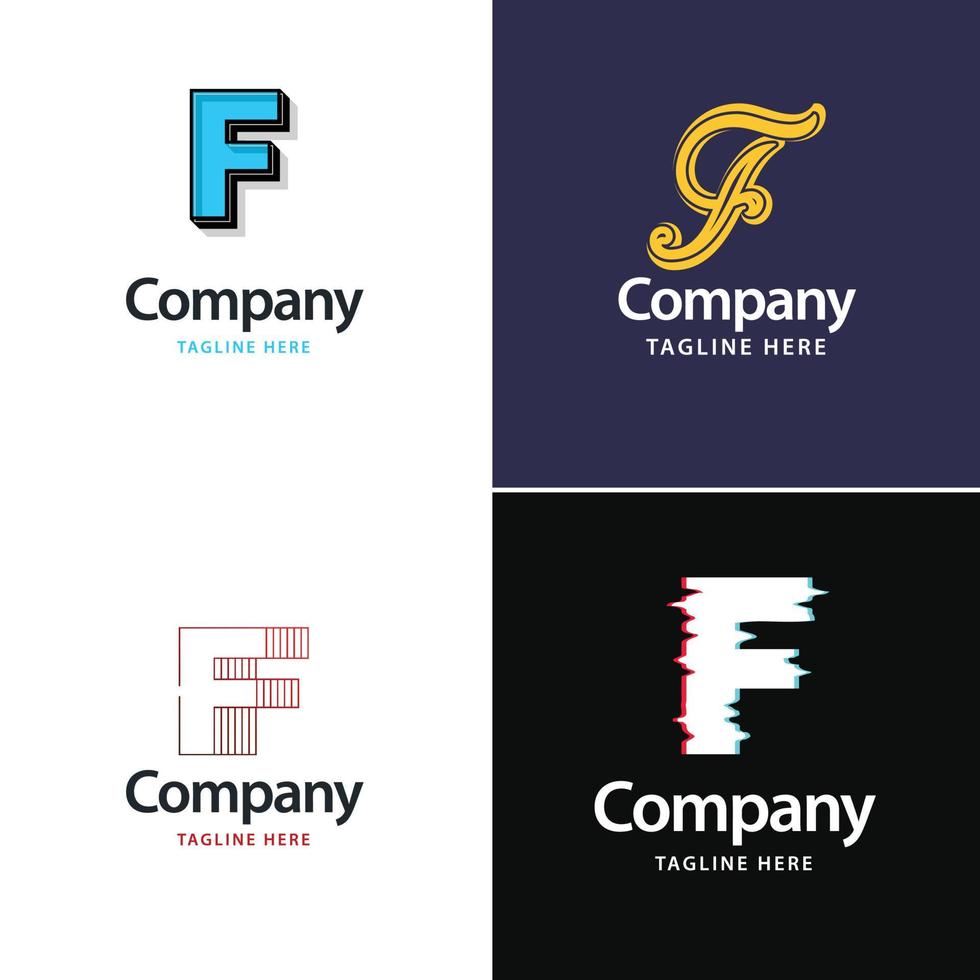 Buchstabe f großes Logo-Pack-Design kreatives modernes Logo-Design für Ihr Unternehmen vektor