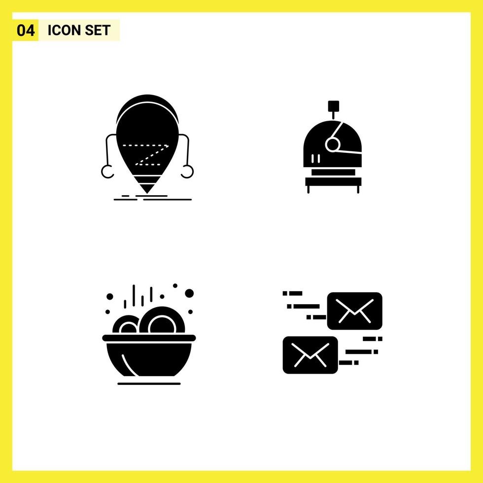 piktogram uppsättning av 4 enkel fast glyfer av android mat robot hjälm gryta redigerbar vektor design element