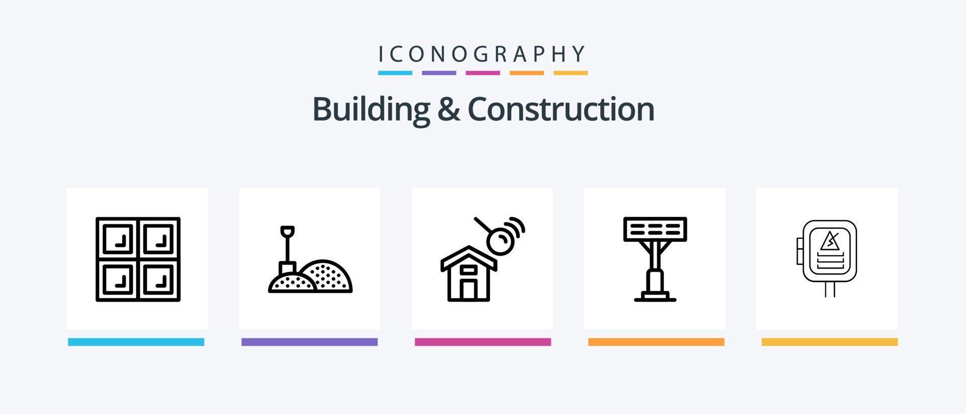 byggnad och konstruktion linje 5 ikon packa Inklusive . konstruktion. byggnad. kon. skyffel. kreativ ikoner design vektor