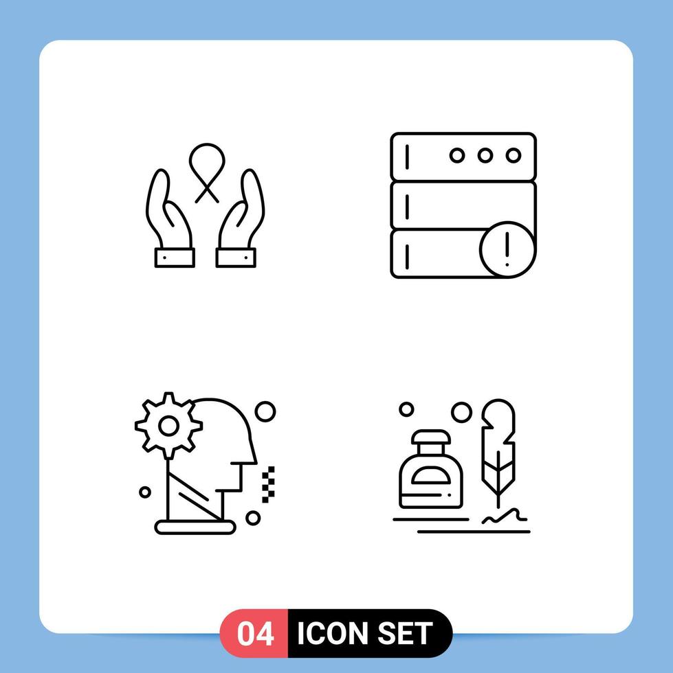 uppsättning av 4 modern ui ikoner symboler tecken för vård man kvinna server personlig redigerbar vektor design element