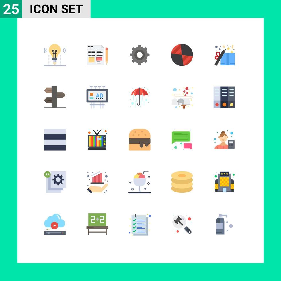 25 användare gränssnitt platt Färg packa av modern tecken och symboler av jul gåva utbildning allvar Centrum redigerbar vektor design element