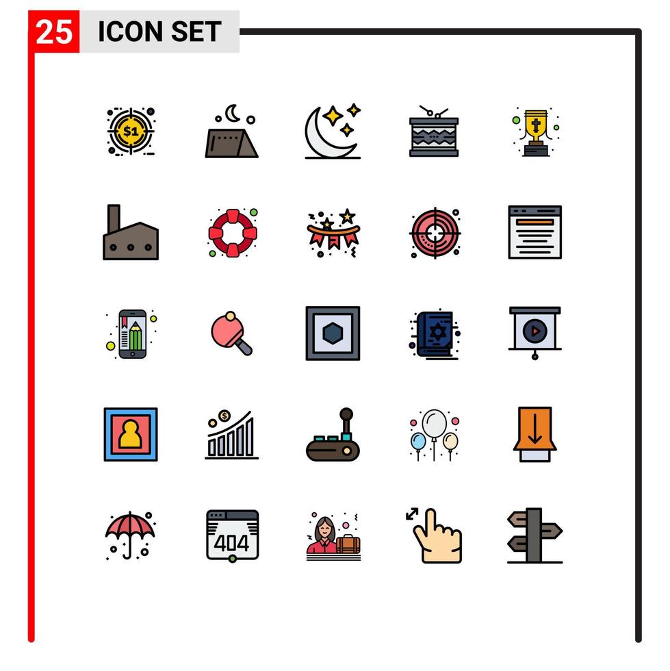 uppsättning av 25 modern ui ikoner symboler tecken för bägare st halvmåne parad instrument redigerbar vektor design element