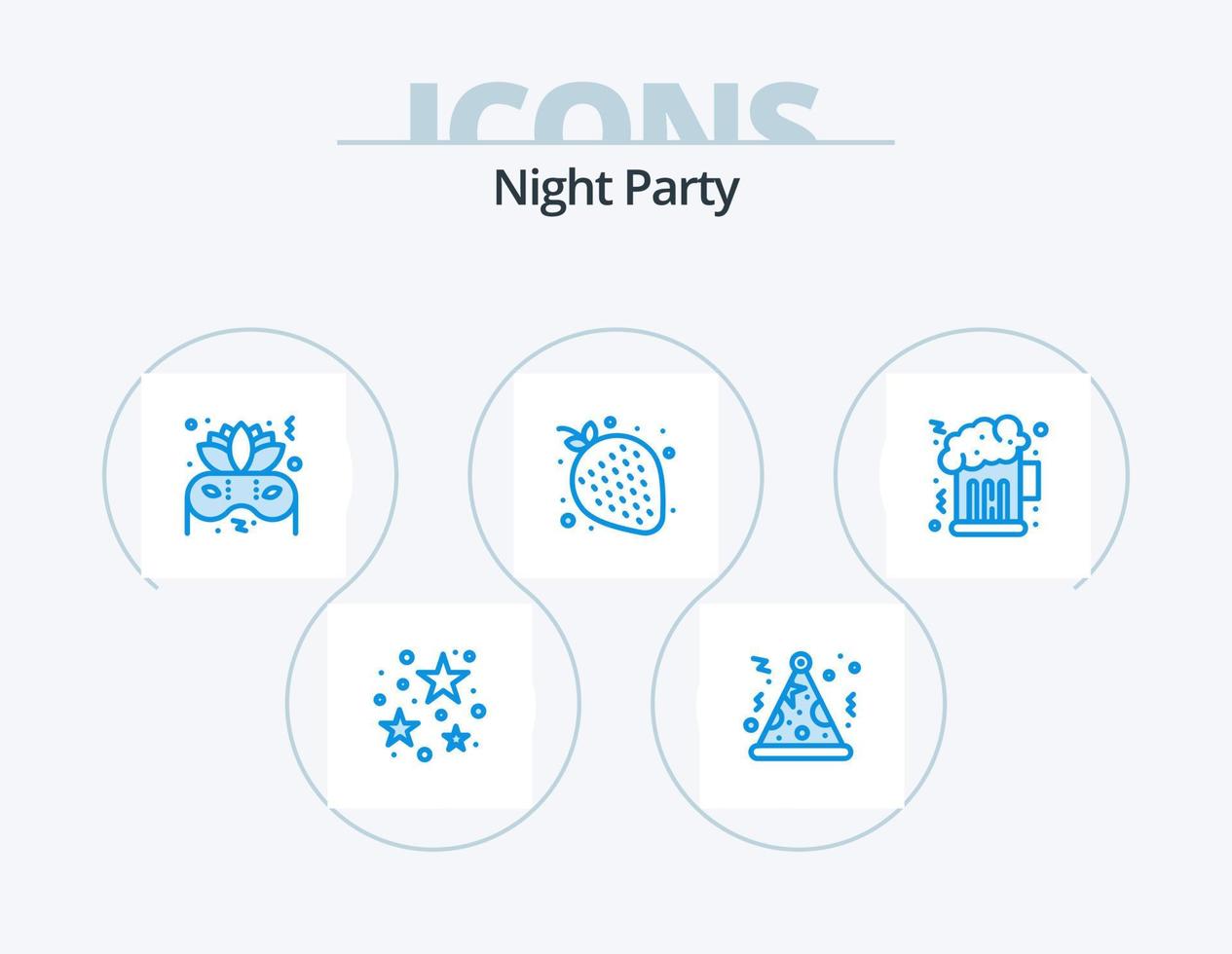 natt fest blå ikon packa 5 ikon design. . natt. natt. öl. ljuv vektor