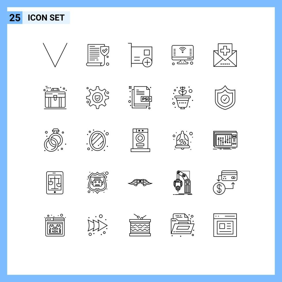 satz von 25 modernen ui-symbolen symbole zeichen für fitness wifi computer dinge internet editierbare vektordesignelemente vektor