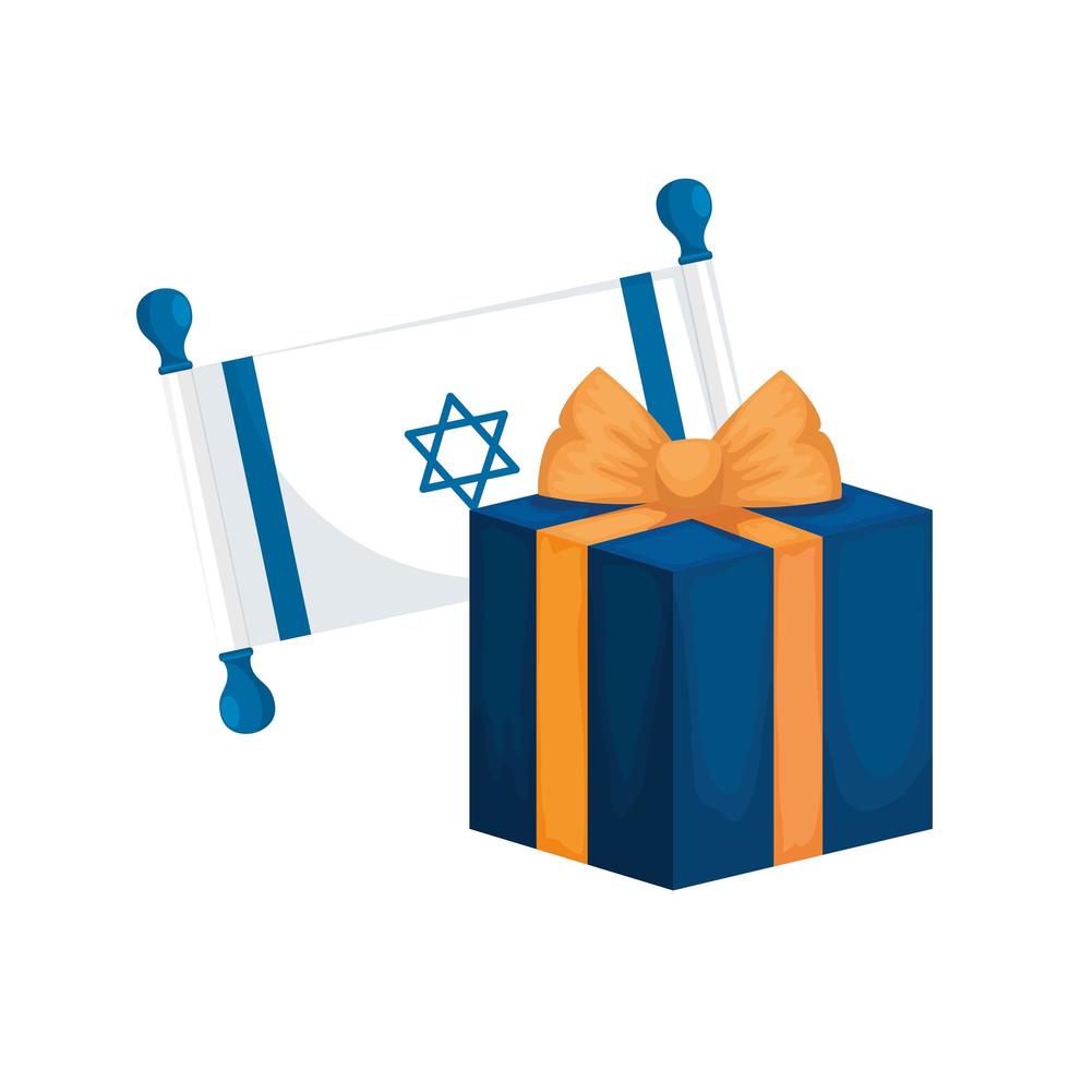 Flagge Israel mit Geschenkbox isolierte Ikone vektor