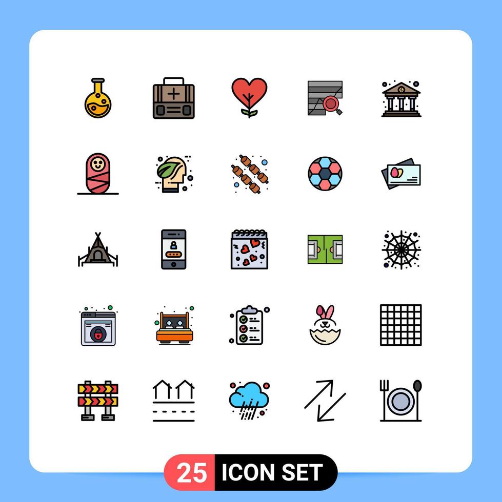 uppsättning av 25 modern ui ikoner symboler tecken för Graf Diagram kärlek analys analys redigerbar vektor design element