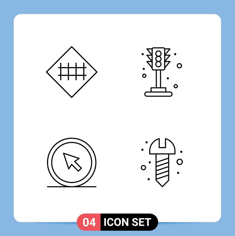 stock vektor ikon packa av 4 linje tecken och symboler för staket klick väg tecken liv mus redigerbar vektor design element