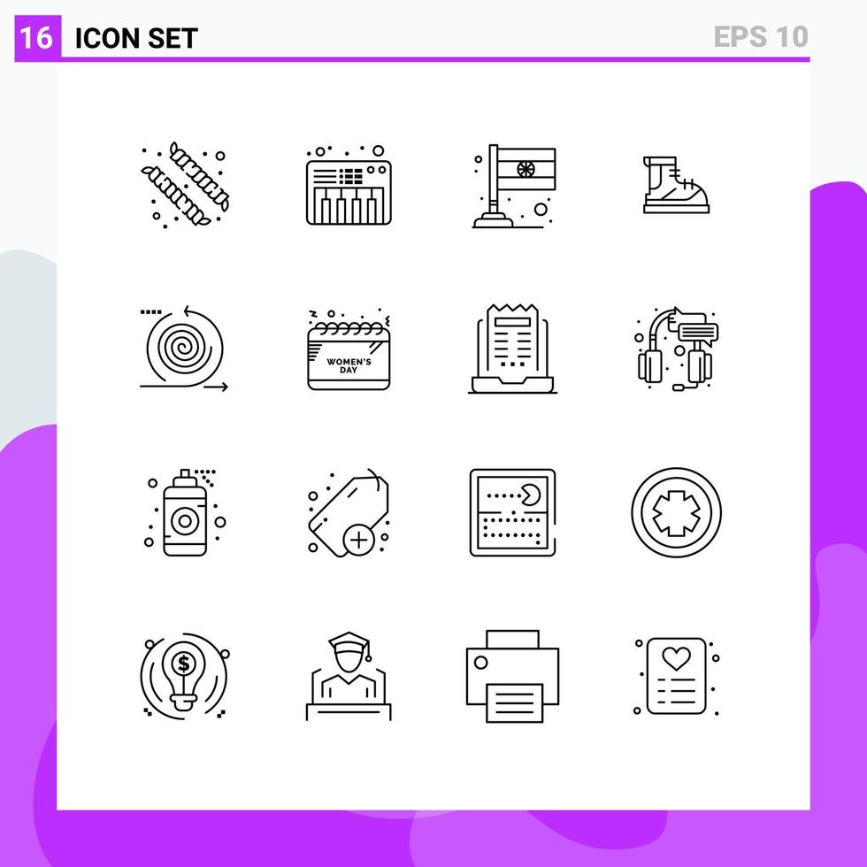 översikt packa av 16 universell symboler av förvaltning cykler Indien företag Spår redigerbar vektor design element
