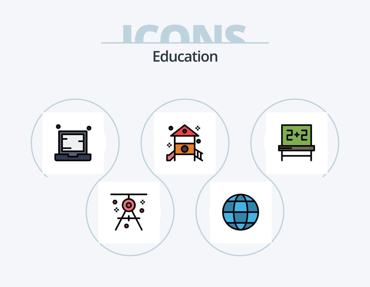 utbildning linje fylld ikon packa 5 ikon design. studerande. gradering. byggnad. examen kopp. skola vektor