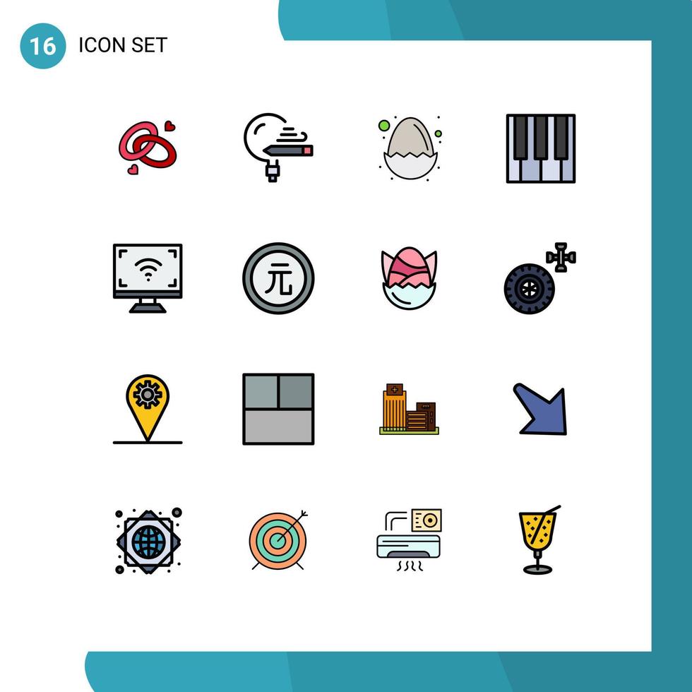 satz von 16 modernen ui symbolen symbole zeichen für klaviertastatur schule audio ei editierbare kreative vektordesignelemente vektor