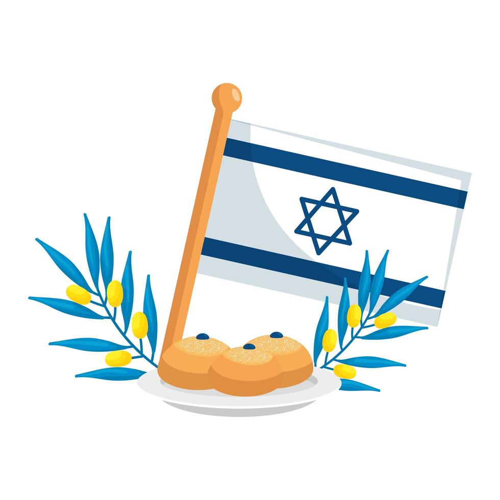 Flagge Israel mit Brot und Zweigen vektor