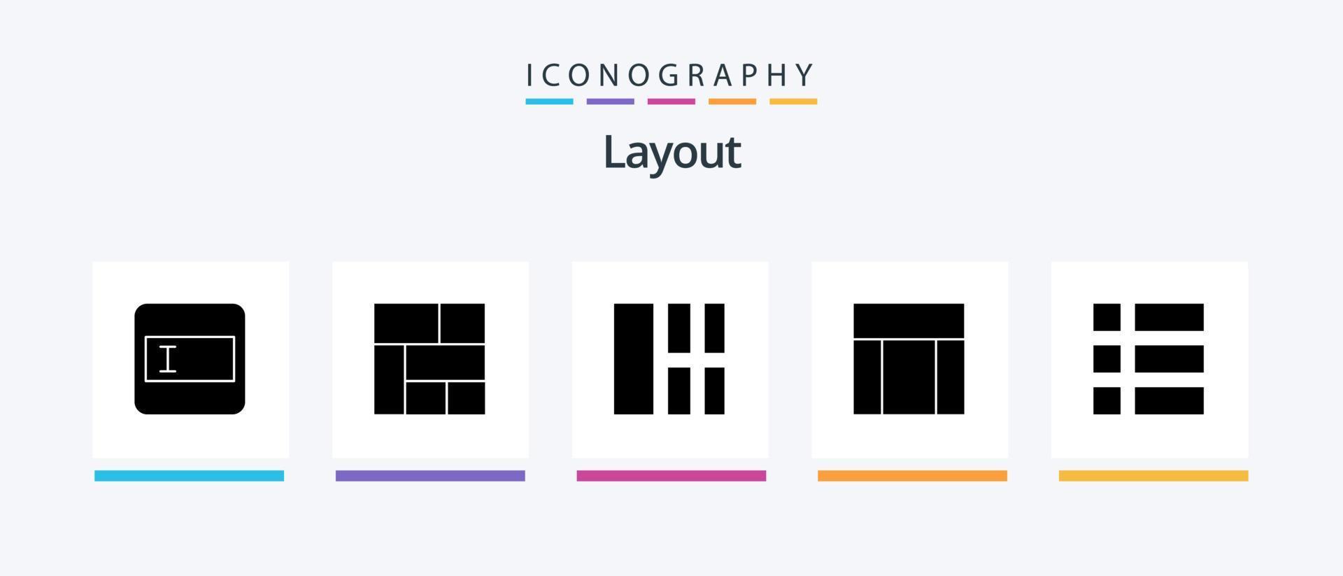 Layout Glyphe 5 Icon Pack inklusive Layout. rahmen. Schnittstelle. Collage. Webseite. kreatives Symboldesign vektor