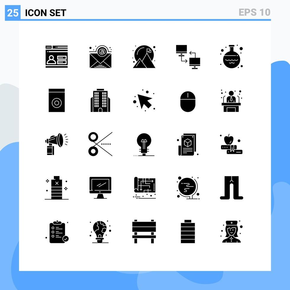 25 tematiska vektor fast glyfer och redigerbar symboler av glas överföra prestation delning fil redigerbar vektor design element