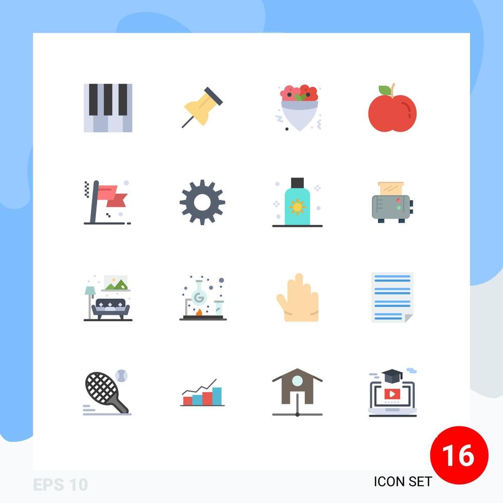 16 universell platt färger uppsättning för webb och mobil tillämpningar Framgång företag snabb prestation äpple redigerbar packa av kreativ vektor design element