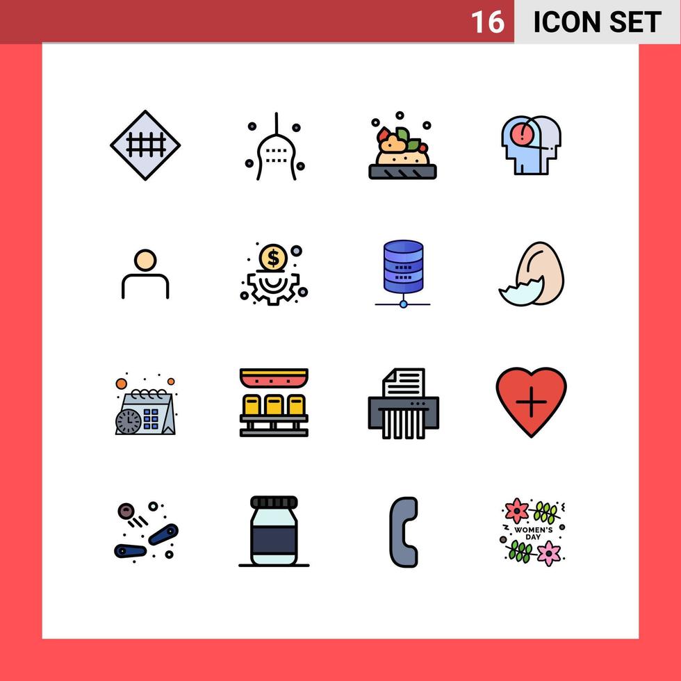 16 universelle, flache, farbig gefüllte Linienzeichen Symbole von Instagram Hörtradition Kommunikation trinken editierbare kreative Vektordesign-Elemente vektor