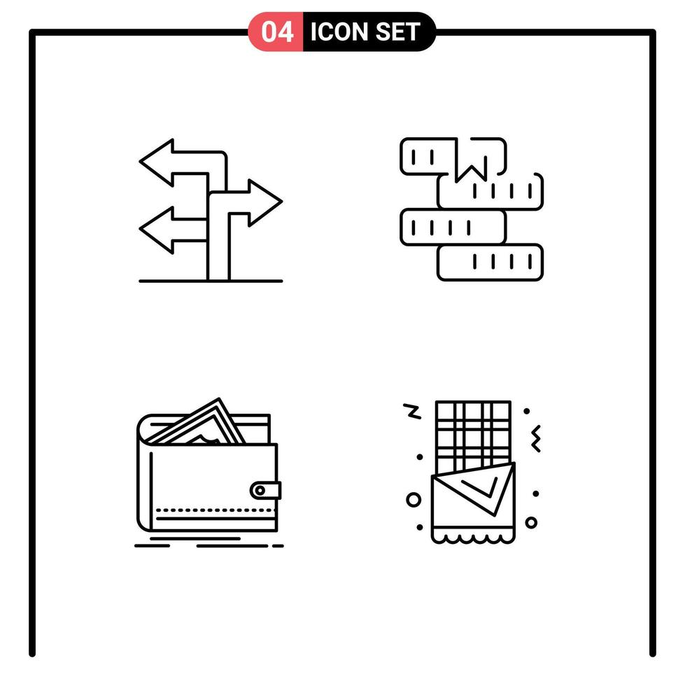 4 tematiska vektor fylld linje platt färger och redigerbar symboler av pil finansiera bok inlärning personlig redigerbar vektor design element