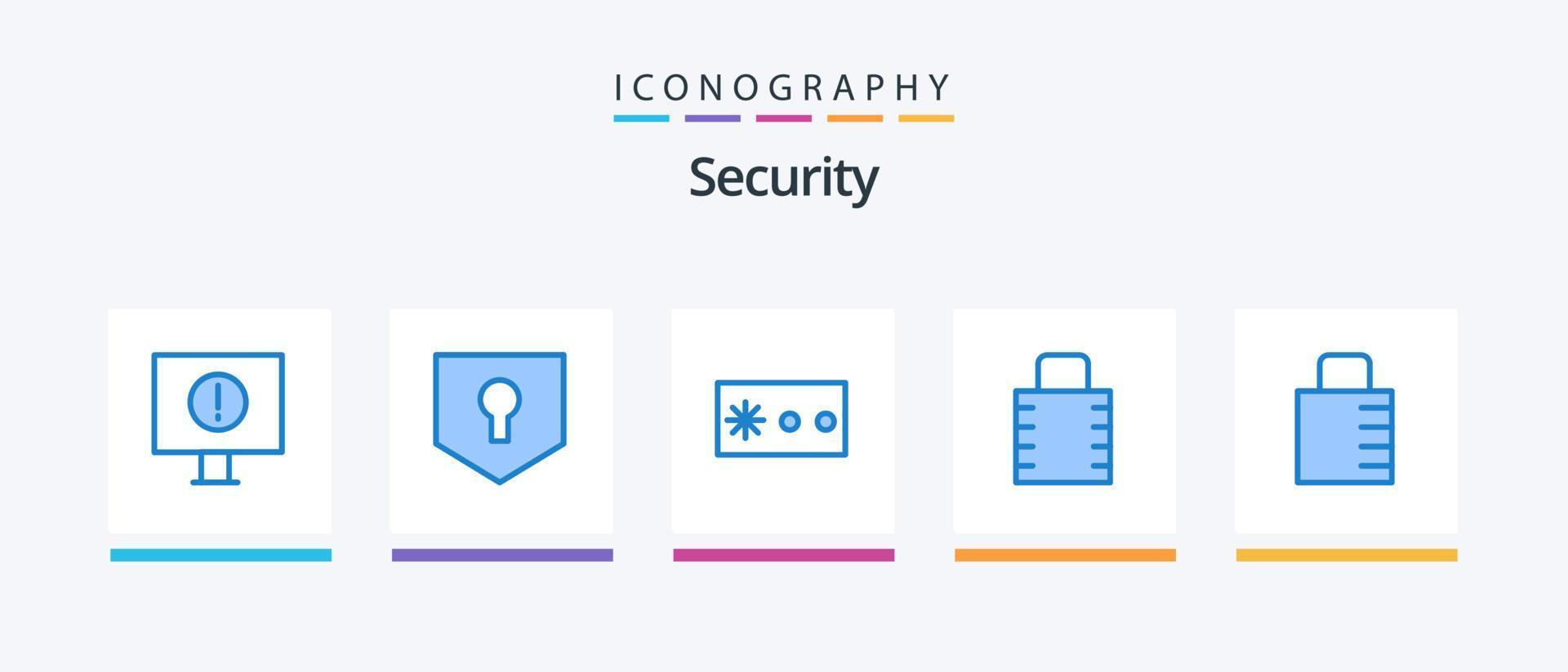 Security Blue 5 Icon Pack inklusive . Schutz. schützen. kreatives Symboldesign vektor