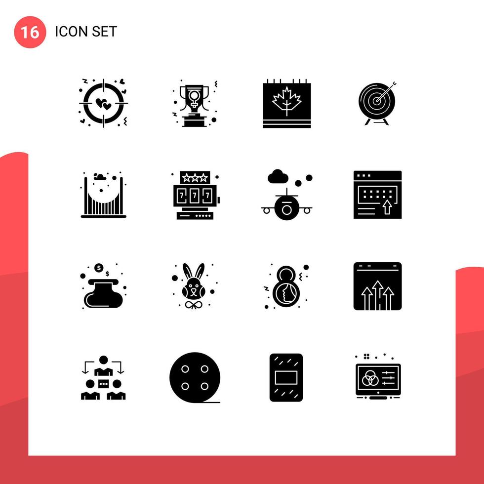 modern uppsättning av 16 fast glyfer och symboler sådan som uppdrag företag kalender arkiv mål redigerbar vektor design element