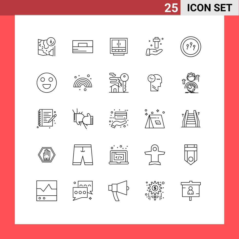universell ikon symboler grupp av 25 modern rader av firande lagring plånbok kontor filer redigerbar vektor design element