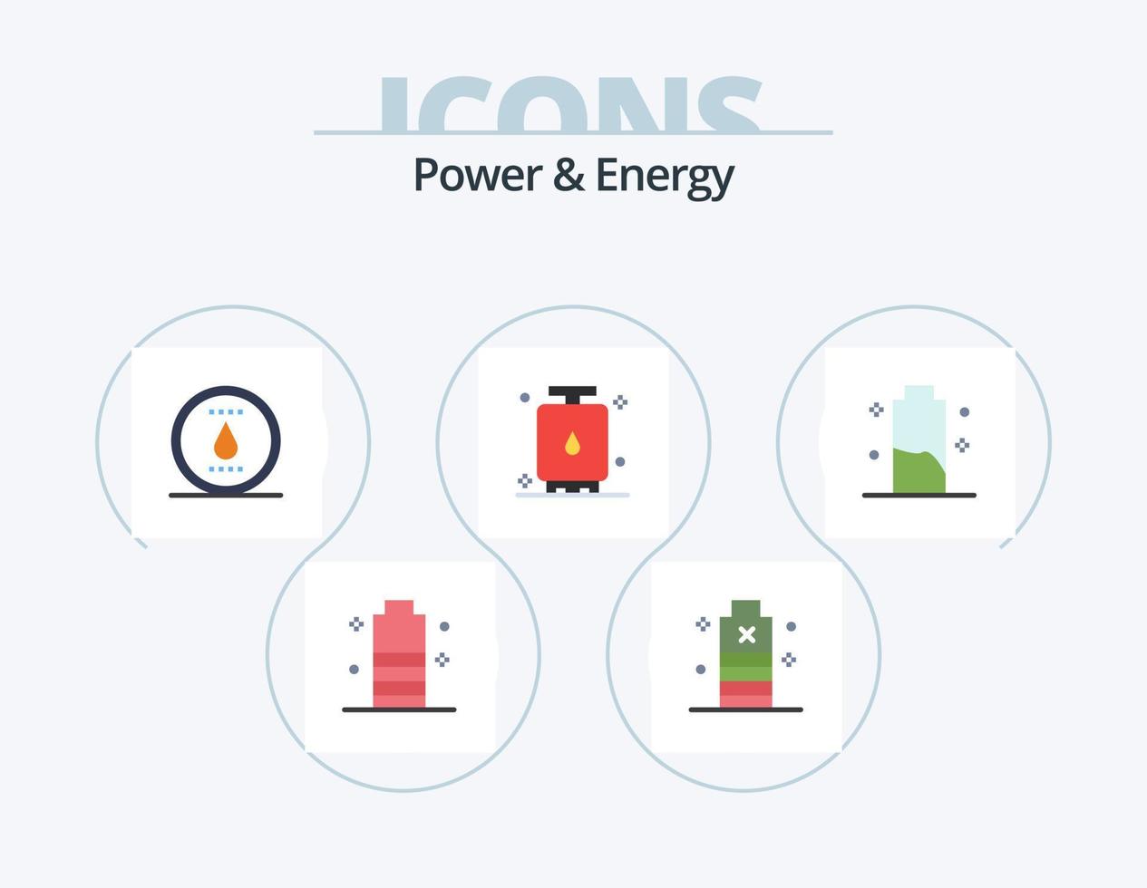 Power und Energie Flat Icon Pack 5 Icon Design. Leistung. Energie. niedrig. kochen. Leistung vektor