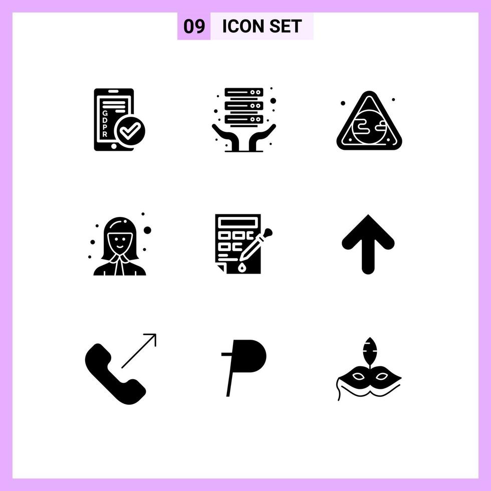 uppsättning av 9 modern ui ikoner symboler tecken för hink lady jord kvinna arbetstagare avatar redigerbar vektor design element