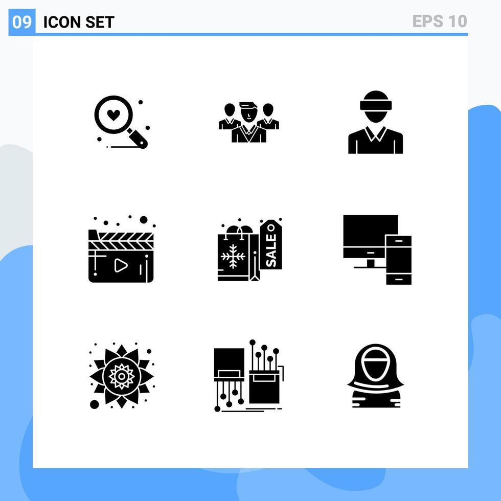 9 kreativ ikoner modern tecken och symboler av jul spelare glasögon film man redigerbar vektor design element