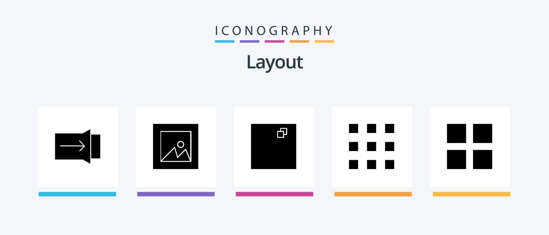 Layout-Glyphe 5 Icon Pack inklusive . Netz. Miniaturansichten. kreatives Symboldesign vektor
