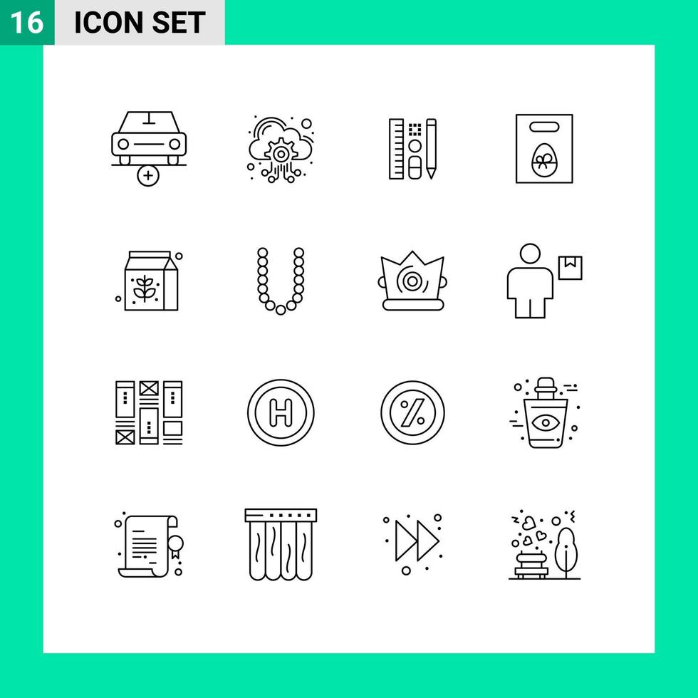 uppsättning av 16 modern ui ikoner symboler tecken för mat gåva tjänster ägg utbildning redigerbar vektor design element