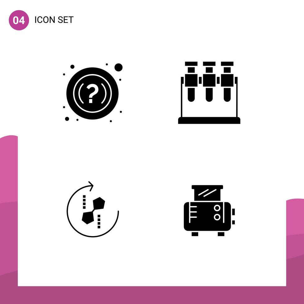 Satz von Vektor-Solid-Glyphen auf Raster für FAQ-Puzzle Chemie-Puzzle-Toast editierbare Vektordesign-Elemente vektor