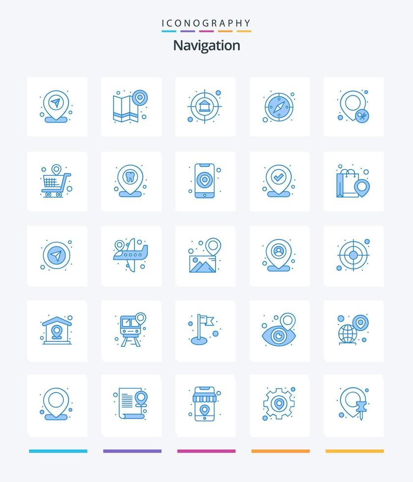 kreativ navigering 25 blå ikon packa sådan som plats. navigering. navigering. riktning. mål vektor