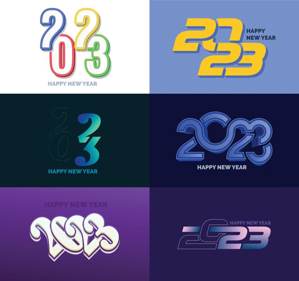 große reihe von 2023 frohes neues jahr logo text design 2023 zahlenentwurfsvorlage vektor