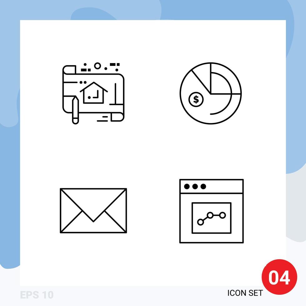 4 kreative Symbole moderne Zeichen und Symbole des Plans Kommunikationsplandaten kontaktieren Sie uns editierbare Vektordesign-Elemente vektor