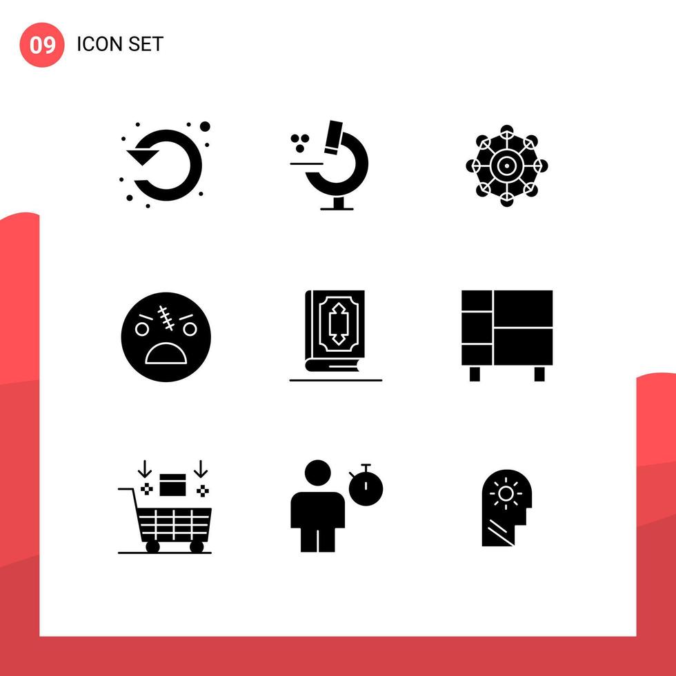 satz von 9 modernen ui-symbolen symbole zeichen für koran gruseliges lernen beängstigende tote editierbare vektordesignelemente vektor
