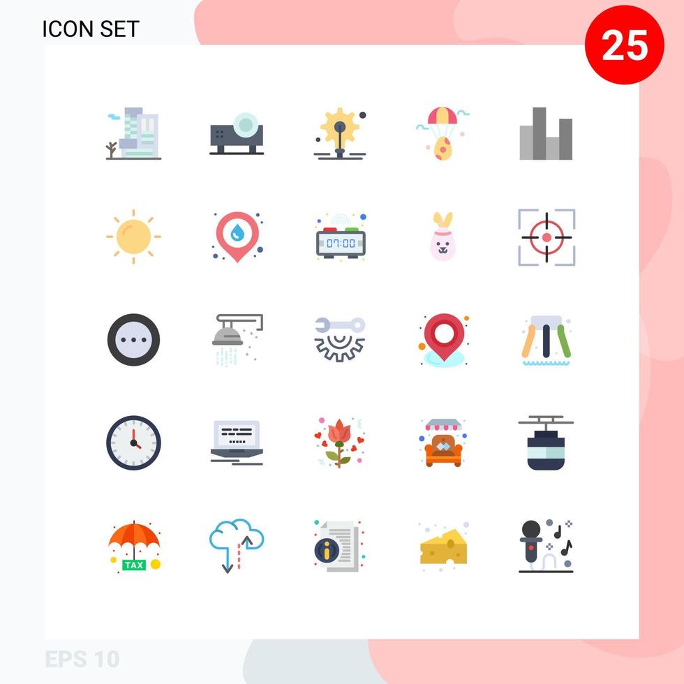 användare gränssnitt packa av 25 grundläggande platt färger av företag påsk video projektor bloon ägg redigerbar vektor design element