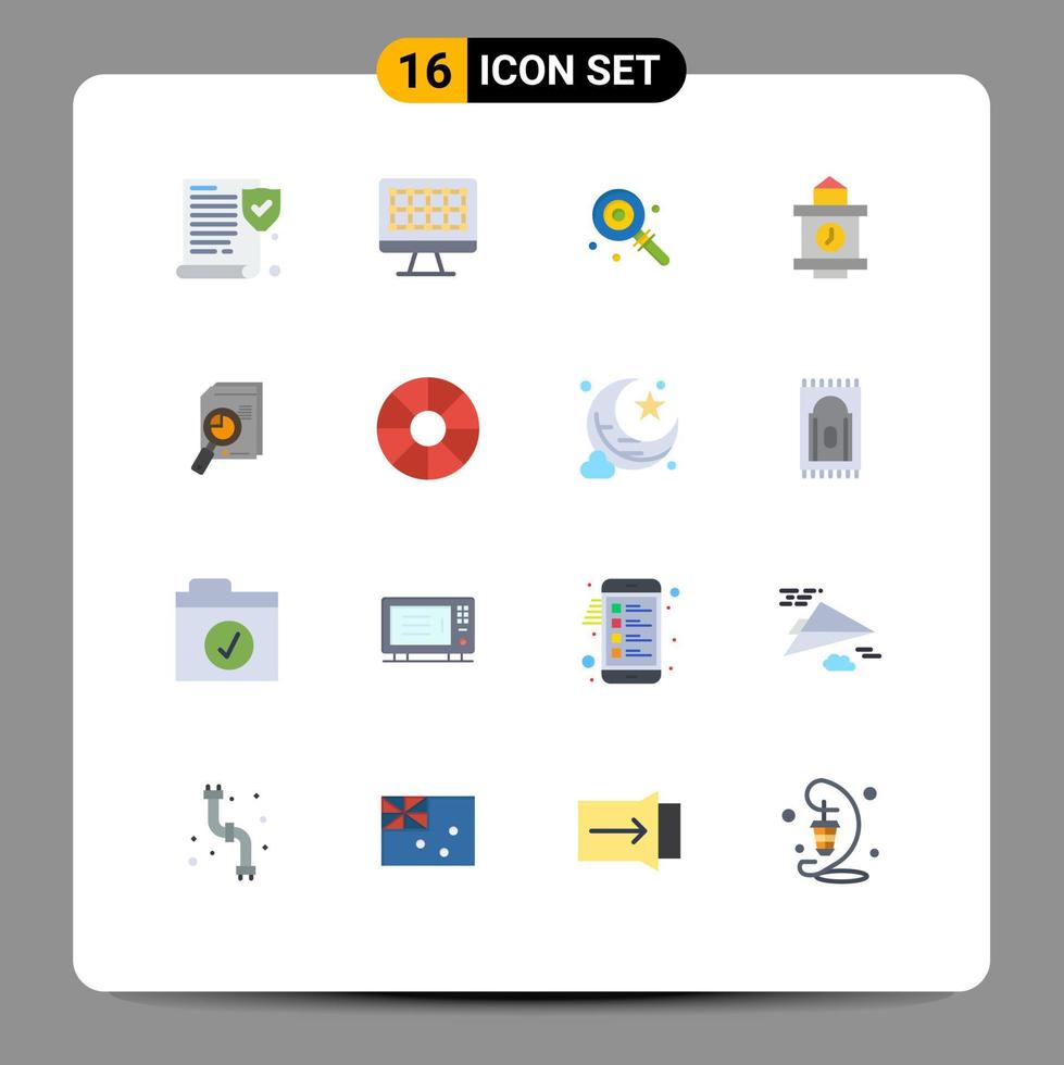 16 användare gränssnitt platt Färg packa av modern tecken och symboler av Diagram analytisk lolly analys station redigerbar packa av kreativ vektor design element