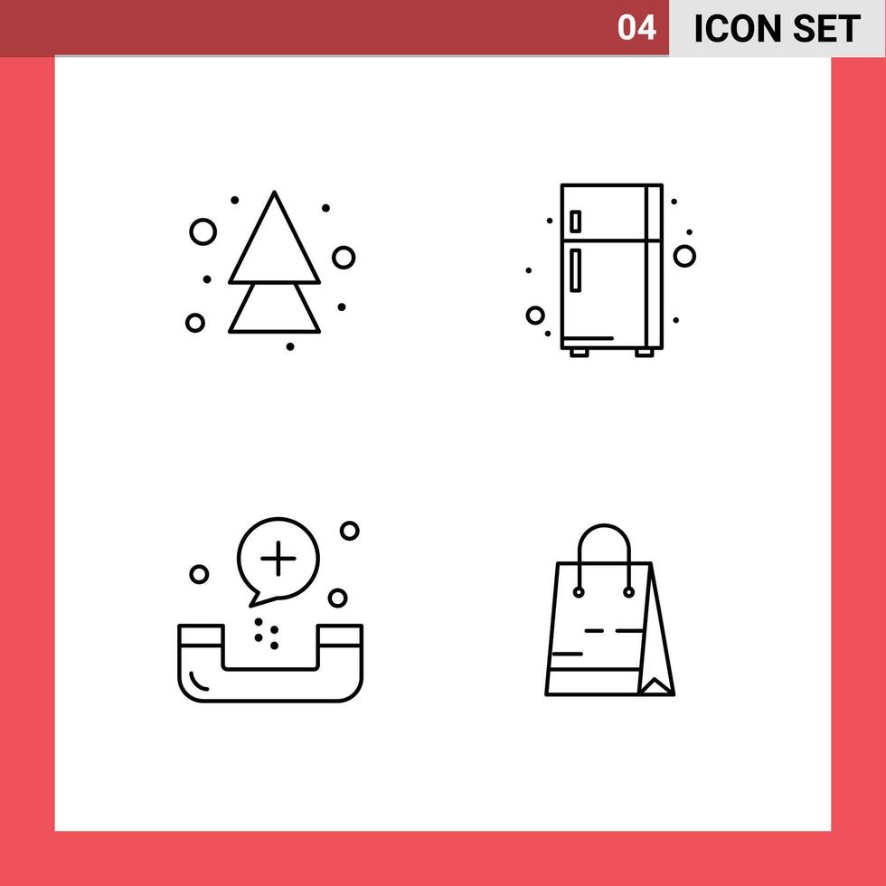 Packung mit 4 modernen Filledline-Flachfarbenzeichen und Symbolen für Web-Printmedien wie Pfeil-Notfallrichtung Kühlschrank bilden editierbare Vektordesign-Elemente vektor