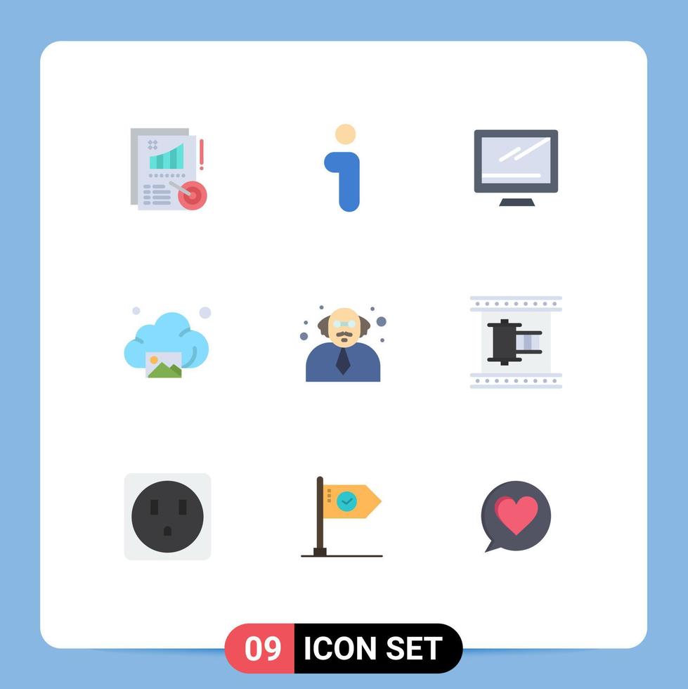 uppsättning av 9 modern ui ikoner symboler tecken för skola bild dator Galleri pc redigerbar vektor design element